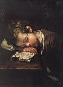 Jean Baptiste Greuze la petit paresseux oil painting